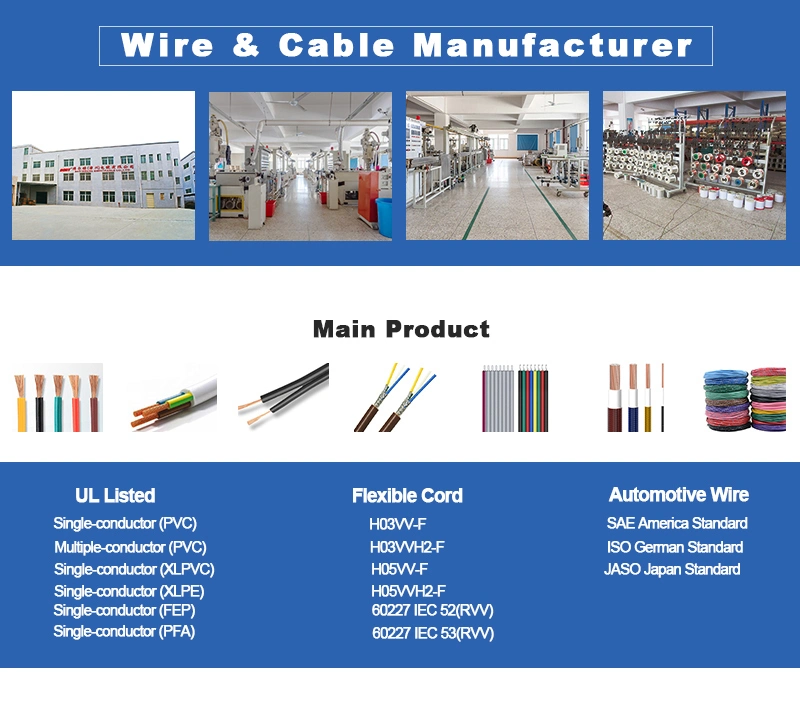UL1617 PVC Double Insulation Single Core 22AWG 20AWG 18AWG Stranded Copper Conductor Electrical Cable Wire